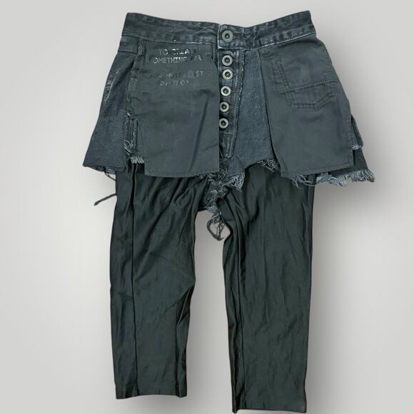 Ben Tavertini Unravel Project Denim - Ben Taverniti Unravel Project Hybrid Denim Skirt Overlay Leggings Size 25 Black